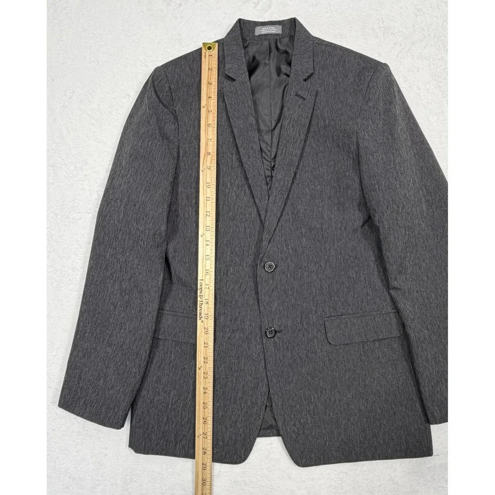 VanHusen Men's Suit Jacket Dark Gray/Black Lightweight for Summer Regular 20